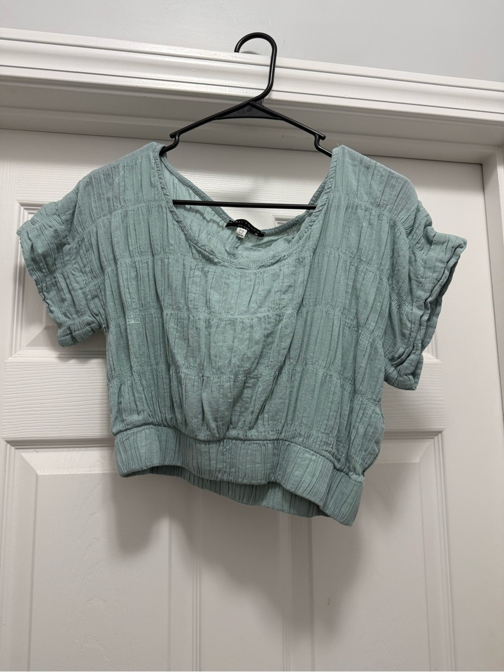 Final Touch Sage Green Cropped Boxy Top